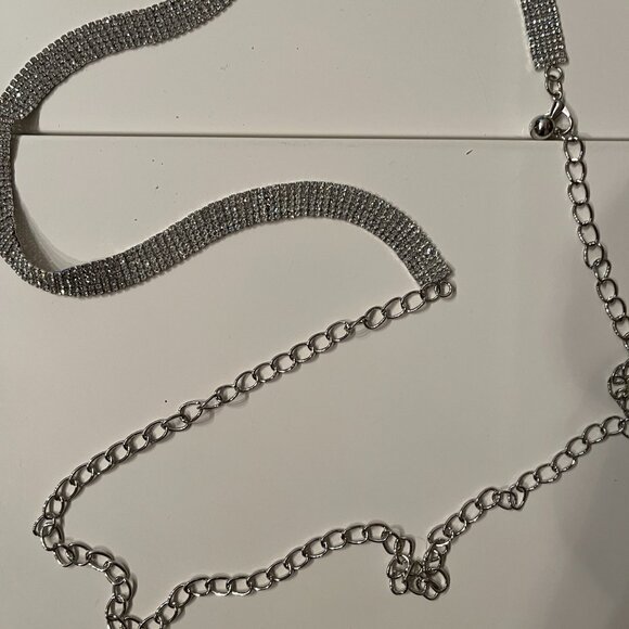 Rhinestone Chain Belt – Adjustable Silver Statement Accessory ✨ - Picture 1 of 14